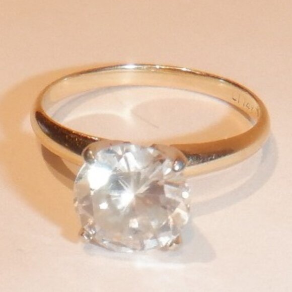 Blue Nile Jewelry - Blue Nile Vintage Engagement Ring 2.45 g 14K Solid Gold w 2 carat faux diamond C